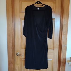 Studio 1040 Black Jersey Spandex Faux Wrap Dress - Size 18/20